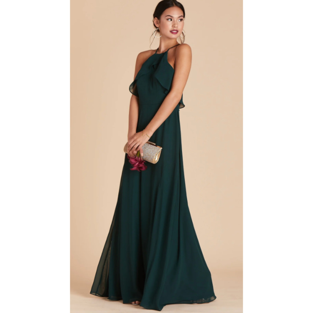 Birdy Grey Chiffon Jules Dress in Emerald XL NWT